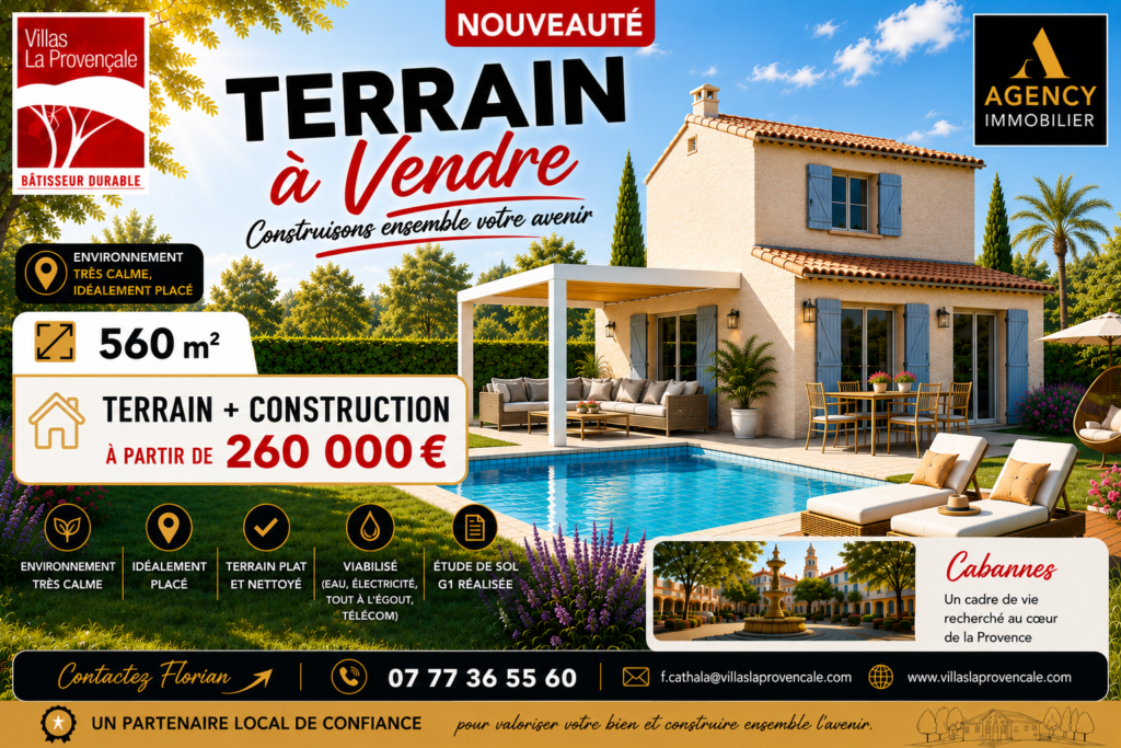 Terrain constructible, bel emplacement à Cabannes